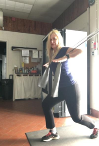 step back and lunge press